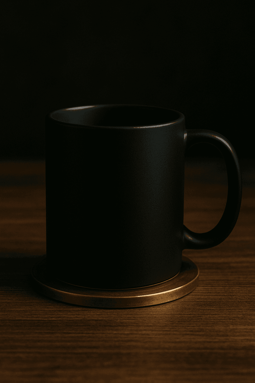 A pet-portrait mug on a desk in morning light